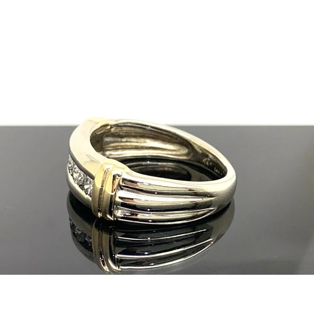 Wedding Band Two Tone 14k Gold Diamond 0.50ctw Ring Estate Jewelry Size 9.25